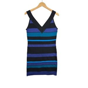 New Cavi Bodycon Bandage Sleeveless V-neck Dress size XL Black/Purple/Blue